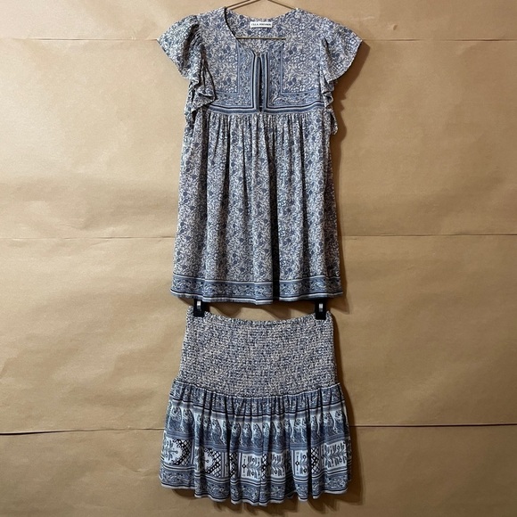 Ulla Johnson Two Piece Matching Set Floral Soleil Top Colette Skirt Silk Size S - Picture 1 of 16